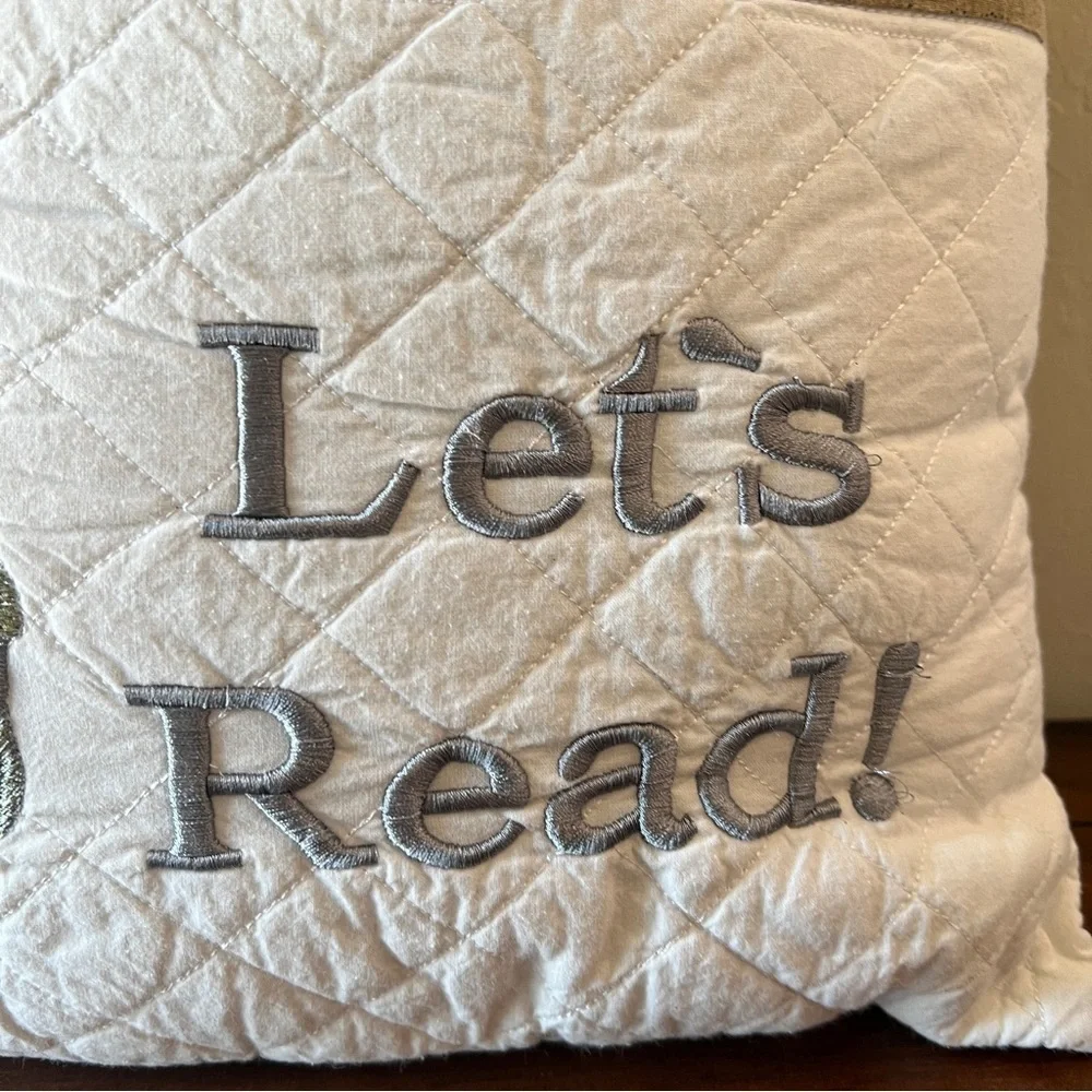 Lets Read Dinosaur Pillow Decorative Kids Decor Throw Accent Embroidered 13